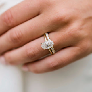 Bague de fiançailles avec solitaire ovale en moissanite de 1,0 à 3,0 ct