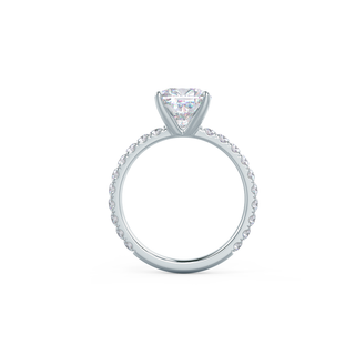 Bague de fiançailles à quatre griffes en moissanite pavée de diamants coussin de 1,75 ct