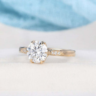 1.50CT Round Cut Yellow Gold Moissanite Engagement Ring - ELITE CARAT