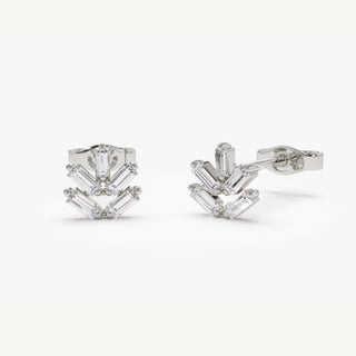 Pendientes de diamantes de talla baguette para regalo de Navidad