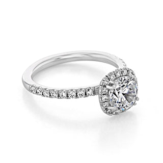 Bague de fiançailles solitaire en moissanite à 4 griffes et halo de 1,28 ct avec brillant rond 