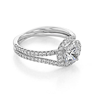 1.0CT Round Cut Halo 4 Prong Moissanite Solitaire Engagement Ring - ELITE CARAT