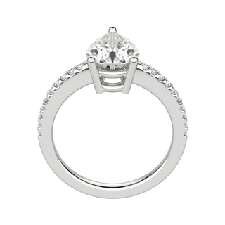 1.33 CT Pear Cut Solitaire Pave Moissanite Engagement Ring