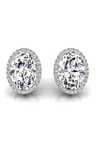 Boucles d'oreilles à tige en moissanite avec diamants taille ovale pour femmes