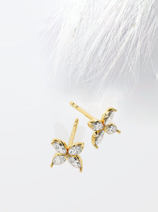 Boucles d'oreilles en moissanite avec diamant taille marquise et trèfle pour elle 