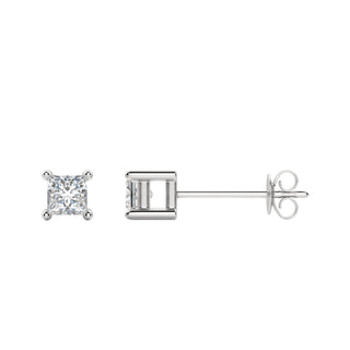 Boucles d'oreilles à tige solitaire en moissanite taille princesse 0,50 TCW-1,0 TCW