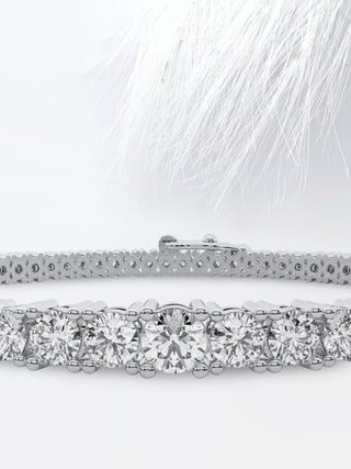 Round Cut Moissanite Diamond Tennis Bracelet in 18K White Gold