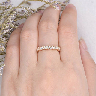 Alliance de mariage demi-éternité taille baguette et brillant rond 