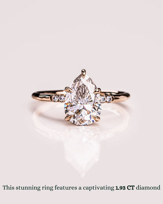 1.93-3.93 CT Pear CVD Diamond Hidden Halo Engagement Ring