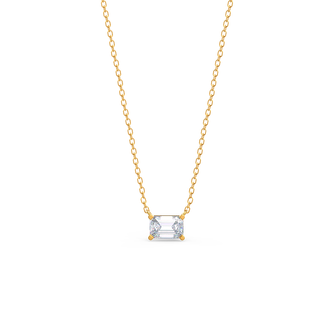 Collier pendentif solitaire en or massif avec émeraude et moissanite classique East West