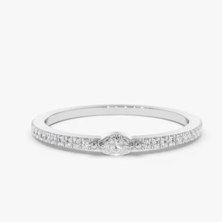 Bague de fiançailles avec diamant taille marquise et ronde pour elle 