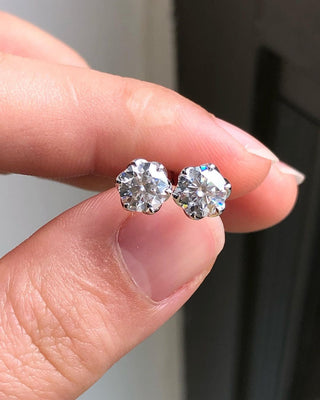 Boucles d'oreilles à tige solitaire en moissanite à coupe ronde 1,0 TCW