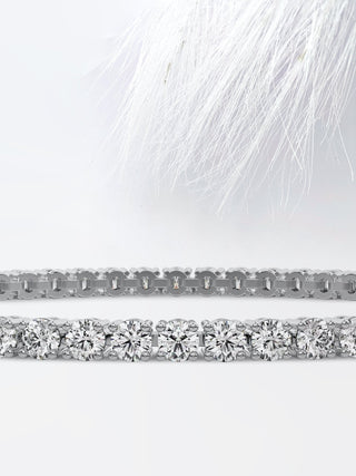 Bracelet tennis en or 14 carats avec diamants et moissanite taille ronde