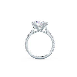 2CT Round Brilliant Cut Trellis Moissanite Pave Diamond Engagement Ring - ELITE CARAT