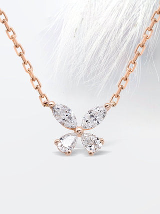 Collier papillon en diamants et moissanite taille marquise pour femme