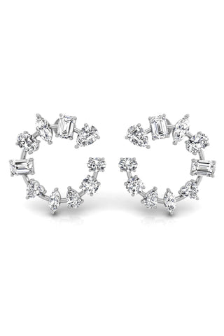 Boucles d'oreilles en forme de cercles multiples avec diamants et moissanite pour femmes