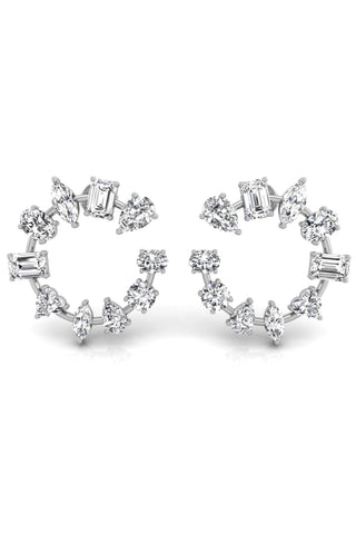 Boucles d'oreilles rondes en moissanite et diamants multiformes pour femmes