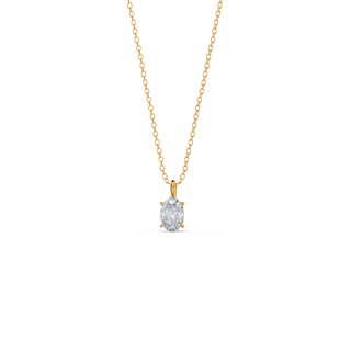 Oval Moissanite Solitaire Necklace in Solid Gold