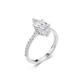 Bague de fiançailles pavée de diamants de laboratoire taille marquise de 2 ct 