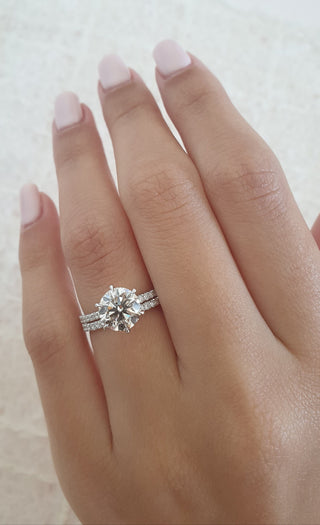 Bague de fiançailles pavée de diamants ronds F-VS2 de 2 carats 