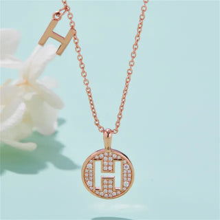 Collier avec diamants et moissanite en forme de lettre « H » pour femme