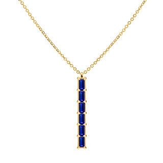 0.13CT Baguette Sapphire Diamond September Birthstone Necklace