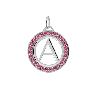 0.75CT Round Ruby Diamond July Birthstone Circle Latter Necklace