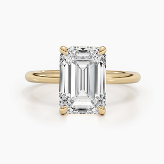 Bague de fiançailles avec diamant solitaire cultivé en laboratoire et émeraude E-VS de 3,0 ct 