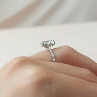 2.0 - 4.0 CT Emerald Cut CVD Diamond Hidden Halo Style Engagement Ring