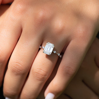 1.50 - 3.50 CT Emerald Cut CVD Diamond Dainty Pave Engagement Ring