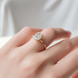 2.0 - 4.0 CT Elongated Cushion Cut CVD Diamond Hidden Halo & Dainty Style Engagement Ring