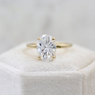 Bague de fiançailles avec diamant solitaire taille ovale et moissanite de 3,50 ct