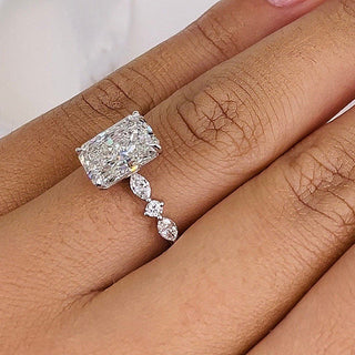 3.51ct Radiant Pave F-VS1 Lab Grown Diamond Engagement Ring