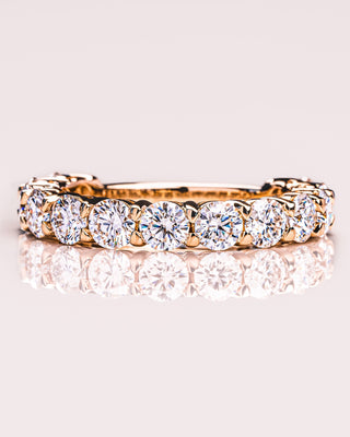 2.40 TCW Round CVD Diamond Half Eternity Wedding Band