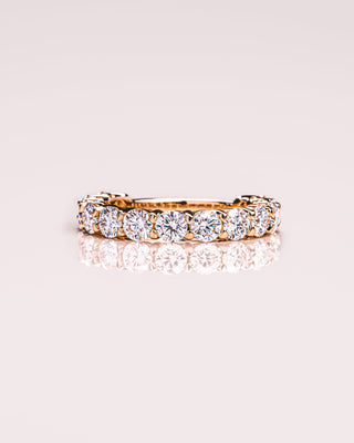 2.40 TCW Round CVD Diamond Half Eternity Wedding Band