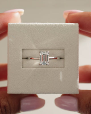 1.0 CT Emerald Cut Moissanite Hidden Halo Engagement Ring