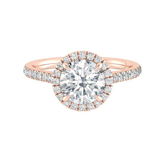 Bague de fiançailles en moissanite à taille ronde et pavée de halo de 1,5 ct