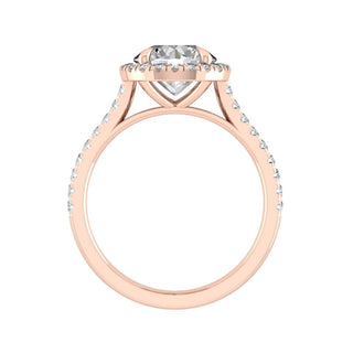 Bague de fiançailles en moissanite à taille ronde et pavée de halo de 1,5 ct