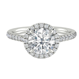 Bague de fiançailles avec halo de diamants et moissanite ronde de 1,5 ct