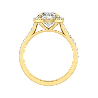 Bague de fiançailles en moissanite à taille ronde et pavée de halo de 1,5 ct