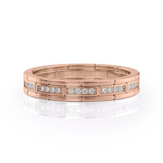 Round Cut Moissanite Men's brick-layered Wedding Band