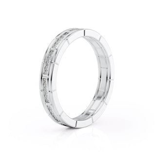 Round Cut Moissanite Men's brick-layered Wedding Band