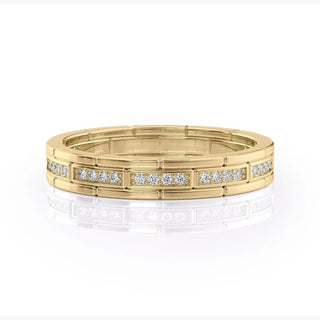 Round Cut Moissanite Men's brick-layered Wedding Band