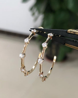 0.24 TCW Round Shaped Moissanite Open Hoop Earrings