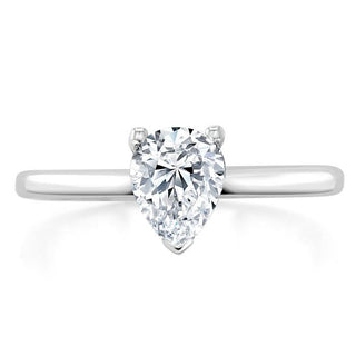 0.75 CT Pear Shaped Moissanite Solitaire Engagement Ring