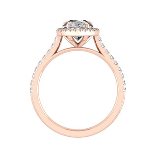 Bague de fiançailles en moissanite taille poire de 2,1 ct avec halo pavé