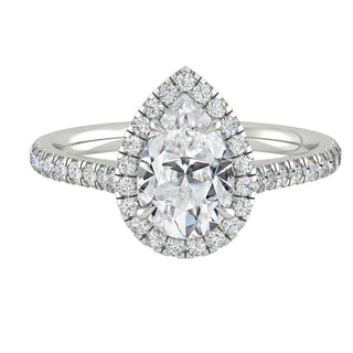 Bague de fiançailles en moissanite taille poire de 2,1 ct avec halo pavé