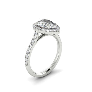 Bague de fiançailles en moissanite taille poire de 2,1 ct avec halo pavé