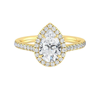 Bague de fiançailles en moissanite taille poire de 2,1 ct avec halo pavé