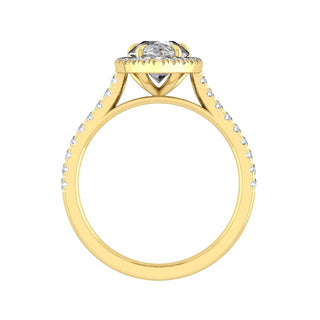 Bague de fiançailles en moissanite taille poire de 2,1 ct avec halo pavé